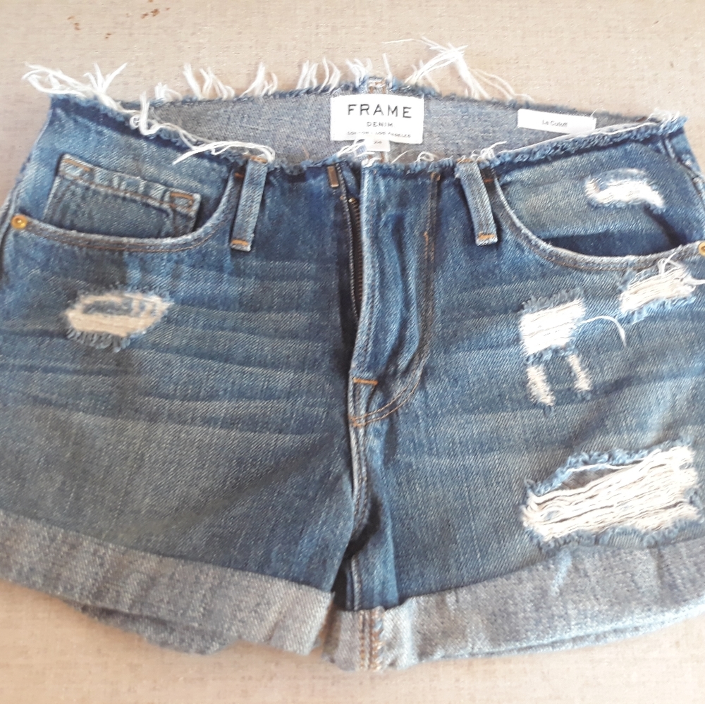 Frame distressed jean shorts